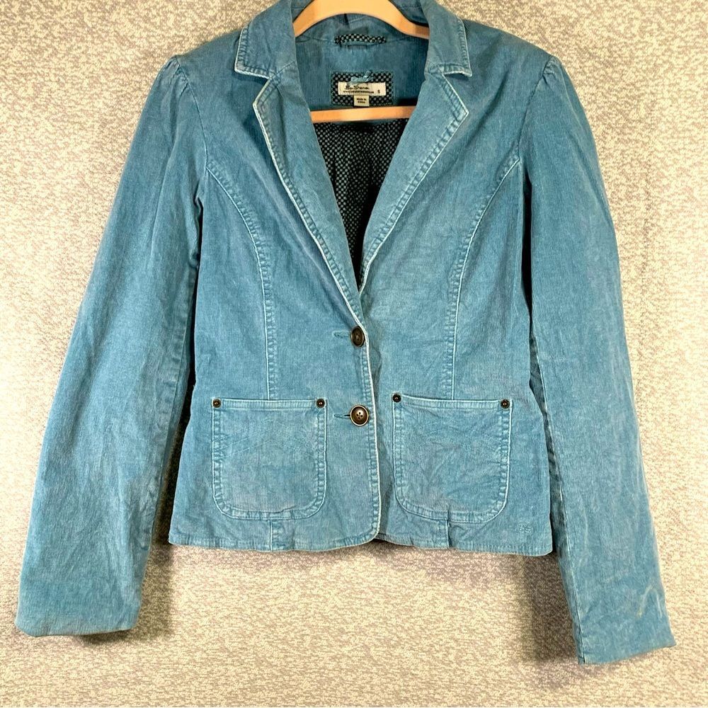 BEN SHERMAN Jacket Vintage Light Blue Corduroy Waist Length Small #938 FLAW